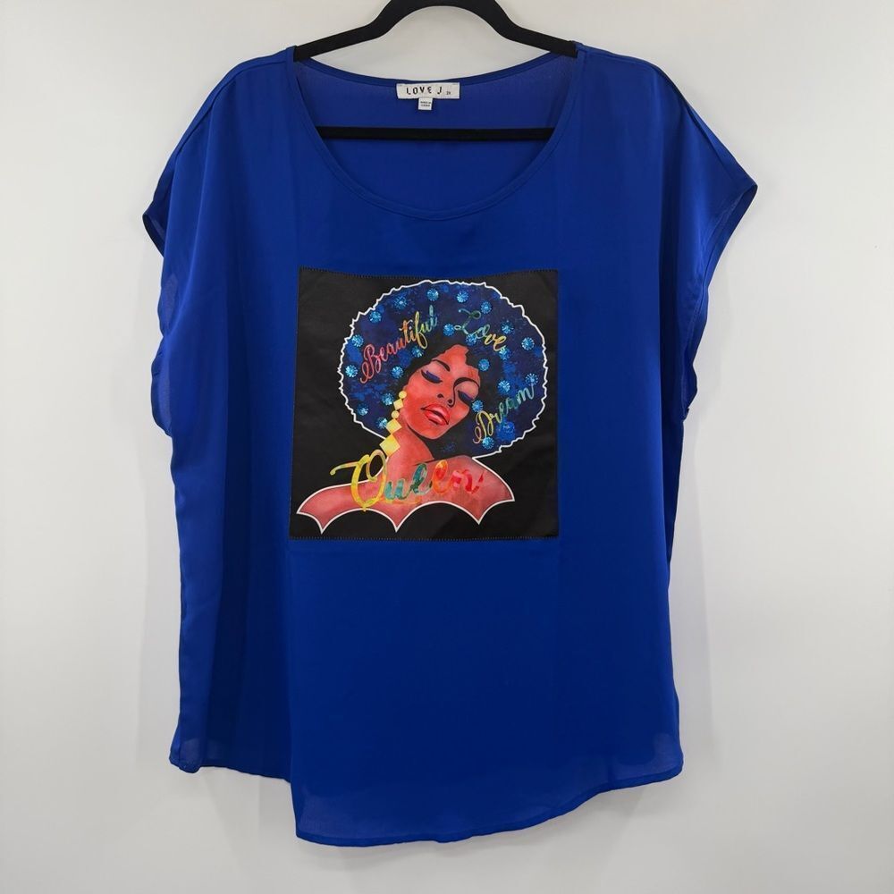 3For$20 Love J Vibrant Blue Graphic Tee size: 2X